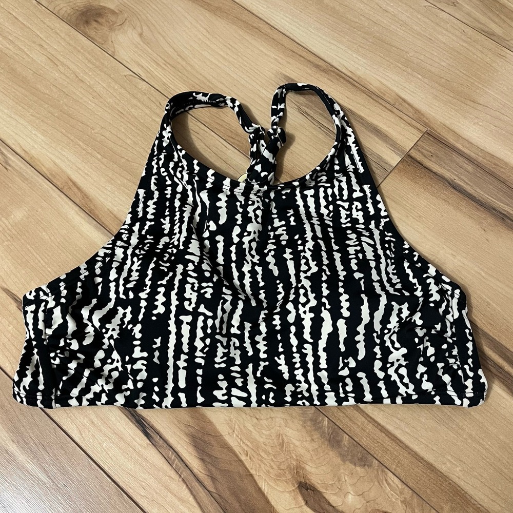 Kona Sol Racerback Swim Top Black & White Size Medium Adj Straps, Molded Cups